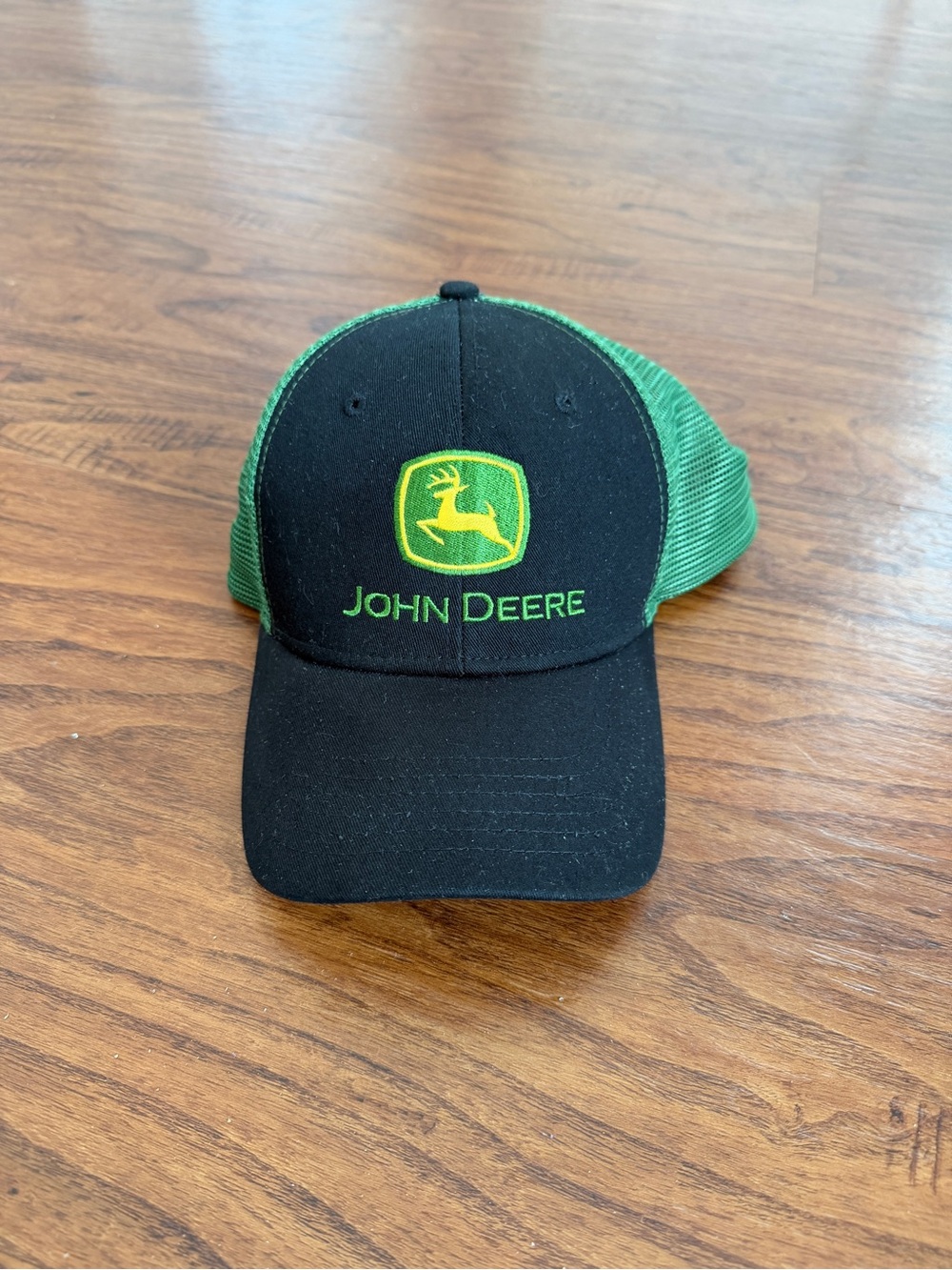 John Deere Black and Green Mesh Back Trucker Hat Snapback OSFA
